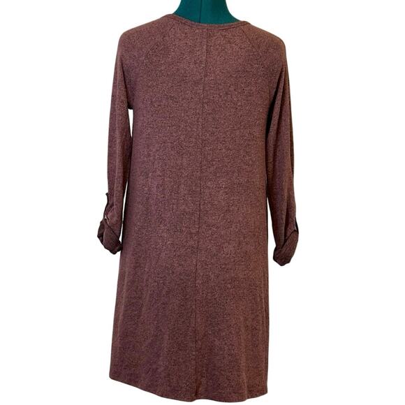 Z Supply Dresses & Skirts - SUPPLY Plum Henley Tunic Dress Women’s Medium Long Sleeve Soft Knit | Fall